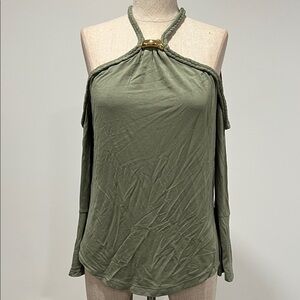 Olive Green Halter Neck Women's Top